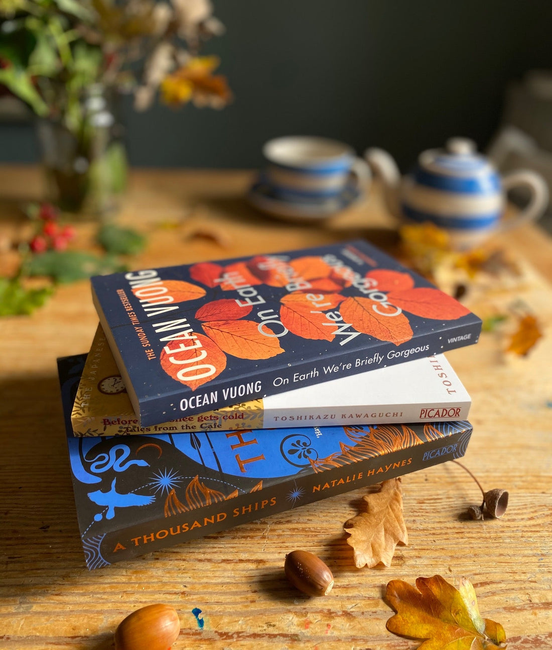 Books on our kitchen table this Autumn