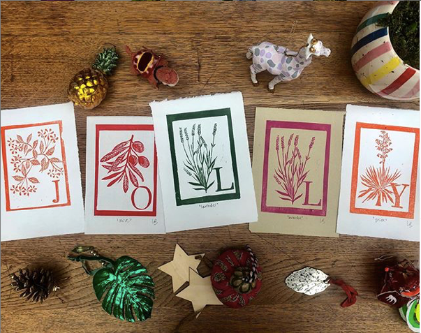 Lottie Barnett lino prints